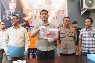 Polres Gowa gelar press release tindak pidana pengancaman, (29/8/2024).