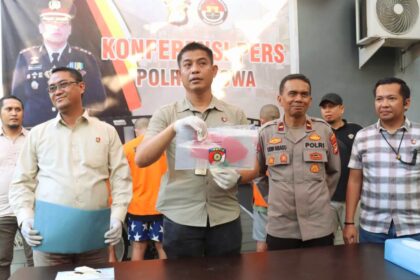 Polres Gowa gelar press release tindak pidana pengancaman, (29/8/2024).