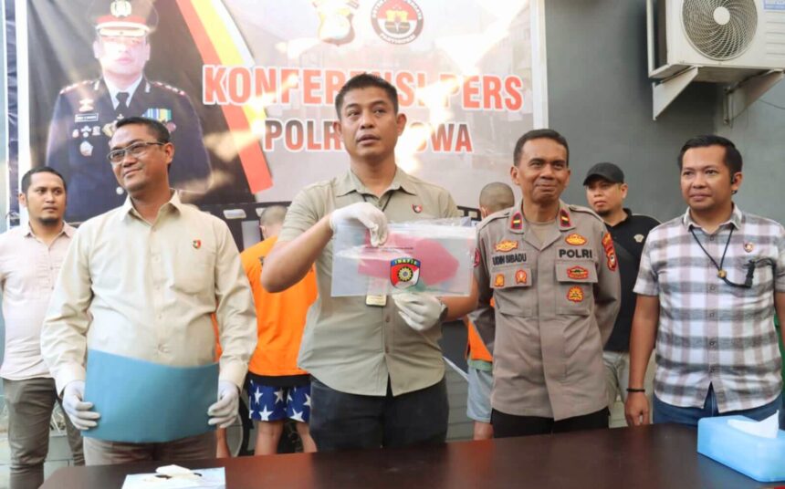 Polres Gowa gelar press release tindak pidana pengancaman, (29/8/2024).