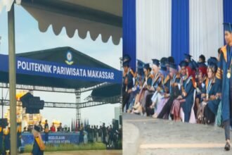 Wisuda XXIII Politeknik Pariwisata (Poltekpar) Makassar di Pantai Losari, Sabtu (12/10/2024). (pl/mediapesan)