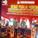 Debat perdana calon bupati dan wakil bupati Enrekang di gedung serbaguna Pondok Pesantren Rahmatul Asri, Kecamatan Maiwa, Minggu (27/10/2024).