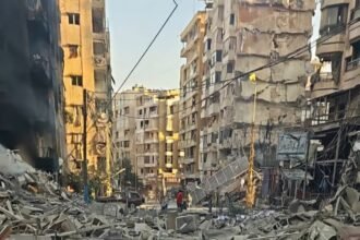 Kehancuran besar di Royce Street, Beirut Selatan oleh serangan pendudukan, (9/10/2024). (qudsn/ho)