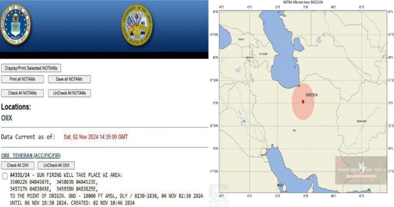 Foto tersebut adalah tangkapan layar dari sistem Notice to Airmen (NOTAM) yang menampilkan informasi penting untuk penerbangan di wilayah udara tertentu. (infosiftweekly/ho/mediapesancom)