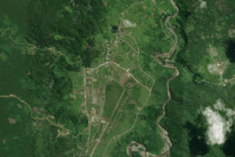 Foto citra satelit Elelim, ibukota Kabupaten Yalimo, Papua.