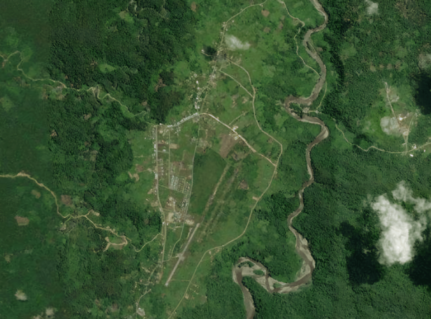 Foto citra satelit Elelim, ibukota Kabupaten Yalimo, Papua.