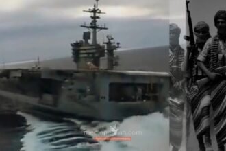 Peristiwa kaburnya USS Eisenhower setelah dilurug oleh Angkatan Bersenjata Yaman di Laut Merah, (2024). (dok. kolase/mp)