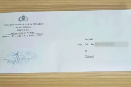 Surat terkait kasus dugaan kekerasan terhadap wartawan di Buru-Maluku.