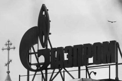 Penampakan logo Gazprom Rusia. (rts/ho/mp)