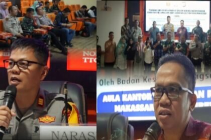 Penyuluhan Ketentraman dan Ketertiban Pilkada 2024 di Aula Emmy Saelan Lt. 3, Kantor Kecamatan Rappocini, Jumat (22/11/2024).