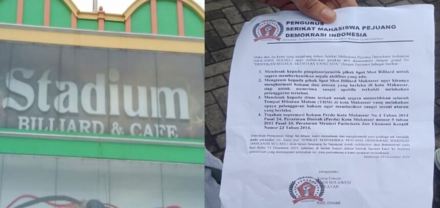 Demonstrasi yang digelar oleh Serikat Mahasiswa Pejuang Demokrasi Indonesia (Srikandi) Sulsel pada Kamis lalu (12/12/2024) di depan Stadium Billiard dan Cafe, Jalan Perintis Kemerdekaan, Makassar.