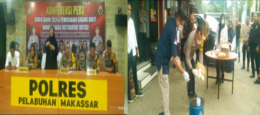 Kapolres Pelabuhan Pimpin Pemusnahan 6,4 Kg Sabu Senilai Rp 6,7 Miliar di Polres Pelabuhan Makassar.
