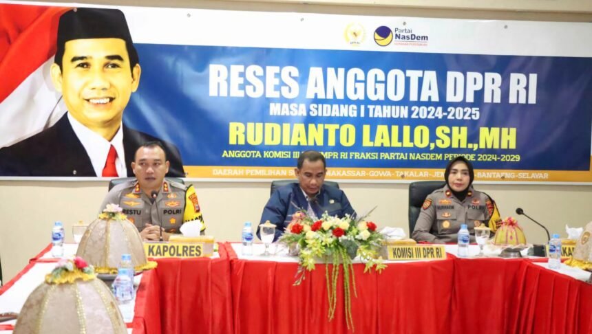 Kunjungan kerja anggota Komisi III DPR RI, Rudianto Lallo di Polres Pelabuhan Makassar.