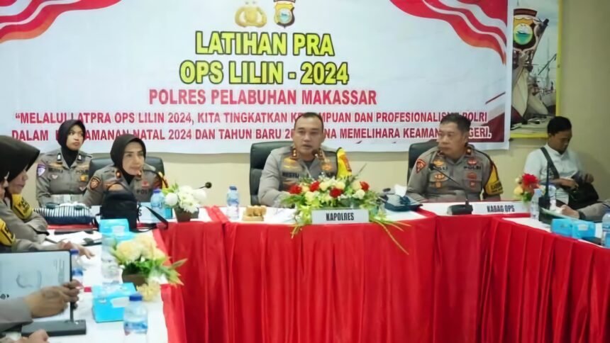 Polres Pelabuhan Makassar menggelar kegiatan Latihan Pra Operasi (Lat Pra Ops) Lilin 2024.