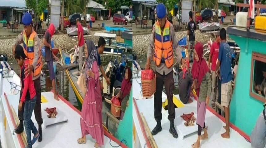 Polisi peduli Anak dan lansia di Dermaga Paotere, Makassar. 