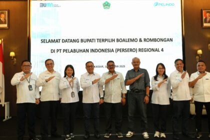 Bupati Boalemo terpilih periode 2025-2030, Rum Pagau, dalam kunjungan koordinasi di Kantor Pelindo Regional 4, Makassar, pada Senin lalu (13/1/2025).