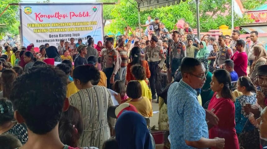 Nyaris berujung kericuhan, rapat pembahasan rancangan Perdes di Desa Karang Jaya ditunda, (16/1/2025).