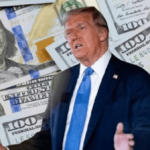 Kolase: Presiden Donald Trump dan berlatar uang dolar Amerika Serikat. (mp)