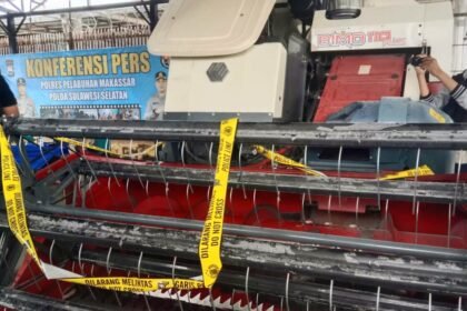 Combine Harvester diamankan oleh Polres Pelabuhan Makassar, Polda Sulsel, (4/2/2025).