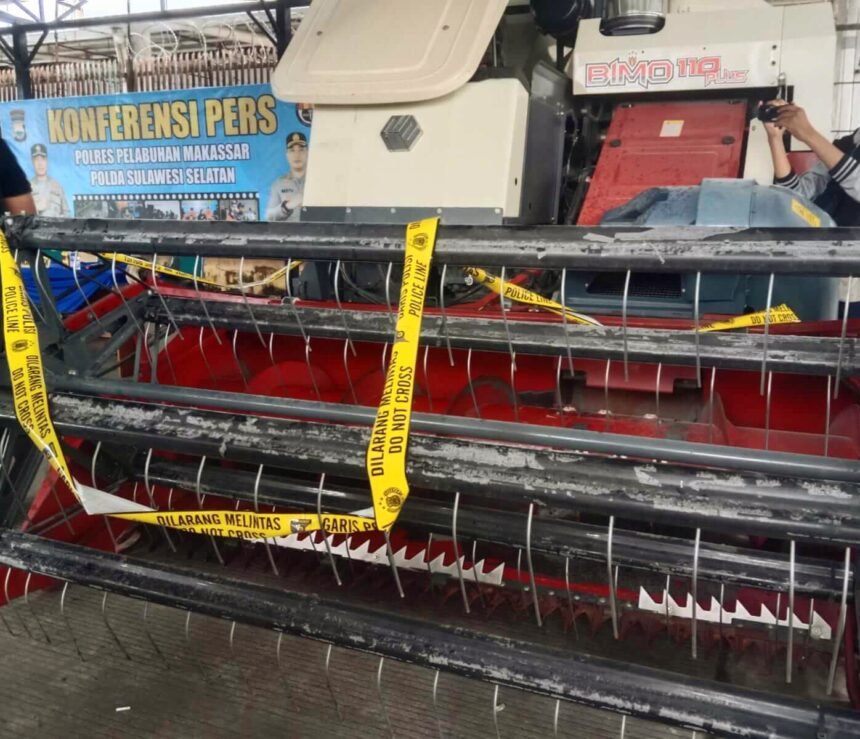 Combine Harvester diamankan oleh Polres Pelabuhan Makassar, Polda Sulsel, (4/2/2025).
