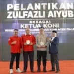 Penjabat Bupati Aceh Timur, Amrullah dukung KONI Periode 2025-2029 di Gedung Idi Sport Center, Senin (10/2/2025).