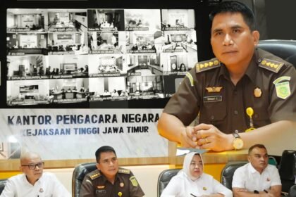 Kejaksaan Tinggi (Kejati) Jawa Timur menggelar Monitoring dan Evaluasi (Monev) kinerja Bidang Perdata dan Tata Usaha Negara (Datun) secara virtual selama dua hari, Senin-Selasa (11-12 Februari 2025). (Kejati Jatim/Wakomindo/HO)