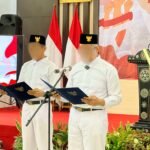 Tiga narapidana terorisme (napiter) dengan lantang mengucapkan ikrar setia kepada Negara Kesatuan Republik Indonesia (NKRI), (19/2/2025). (bahri/gwi/ho)