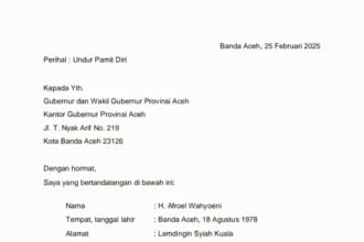 Surat pengunduran diri Deputi BPMA beredar di media sosial, (25/2/2025). (alp/ho)