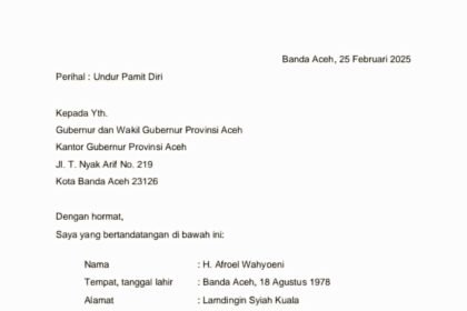 Surat pengunduran diri Deputi BPMA beredar di media sosial, (25/2/2025). (alp/ho)