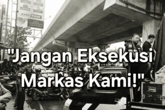 Ratusan massa dari gabungan berbagai ormas menggelar aksi unjuk rasa di Makassar, Selasa (11/2/2025).
