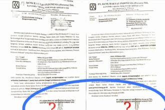 Surat pemberitahuan lelang rumah dan pengosongan aset dari Bank BRI.