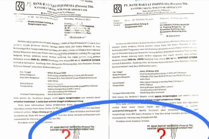 Surat pemberitahuan lelang rumah dan pengosongan aset dari Bank BRI.