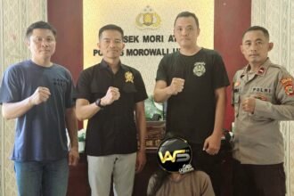 Kapolsek Mori Atas ringkus pasutri yang diduga menjadi bandar sabu, (23/3/2025).