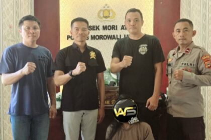 Kapolsek Mori Atas ringkus pasutri yang diduga menjadi bandar sabu, (23/3/2025).