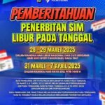 Pengumuman layanan penerbitan Surat Izin Mengemudi (SIM) pada Satuan Lalu Lintas (Satlantas) Polres Gowa, Maret 2025.