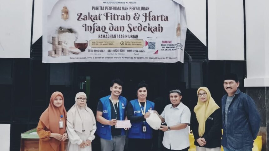 UPZ Al Markaz Al Islami salurkan zakat untuk perempuan korban kekerasan di Makassar melalui Unit Pelaksana Teknis Daerah Perlindungan Perempuan dan Anak (UPTD PPA) Kota Makassar, (29/3/2025).