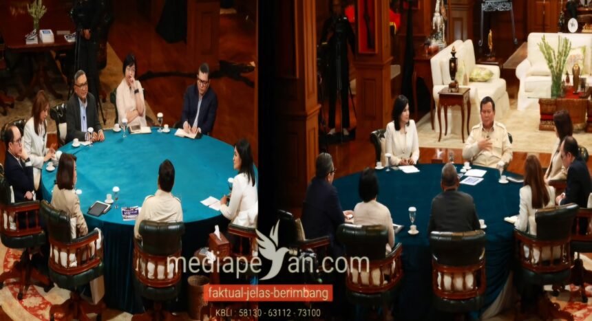 Pertemuan Presiden Prabowo dengan Pemred Media Nasional, (6/4/2025). (Sumber medsos: @prabowo)