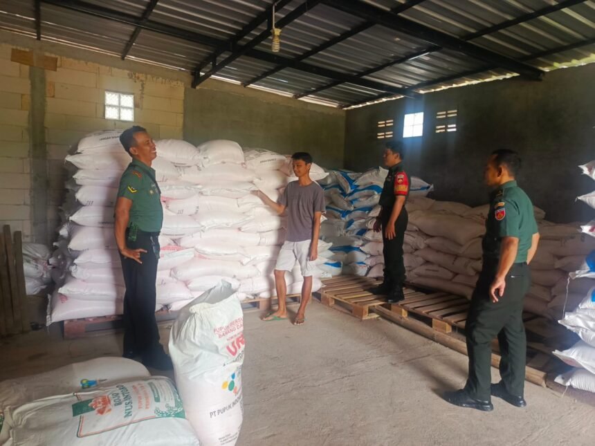 Jaga ketahanan pangan, Babinsa Kalijambe Sragen awasi pupuk sampai lahan di Desa Banaran, (8/4/2025). (Sumber: AK/Koramil 18/Kalijambe Kodim 0725/Sragen/HO)