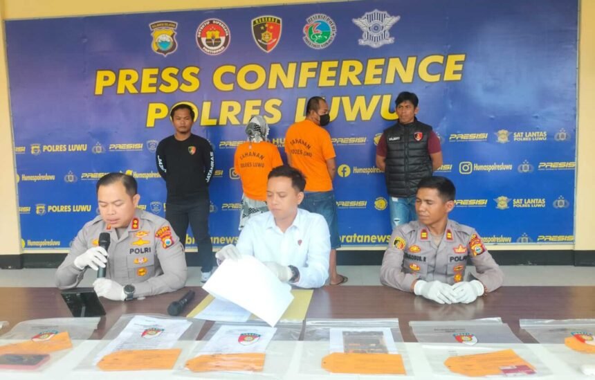 Polres Luwu menggelar konferensi pers terkait kasus Casis Bintara Polri, (16/4/2025).