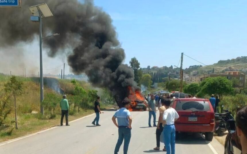 Serangan udara Israel hantam mobil di Lebanon Selatan, (20/4/2025). (qudsn/ho/mp)