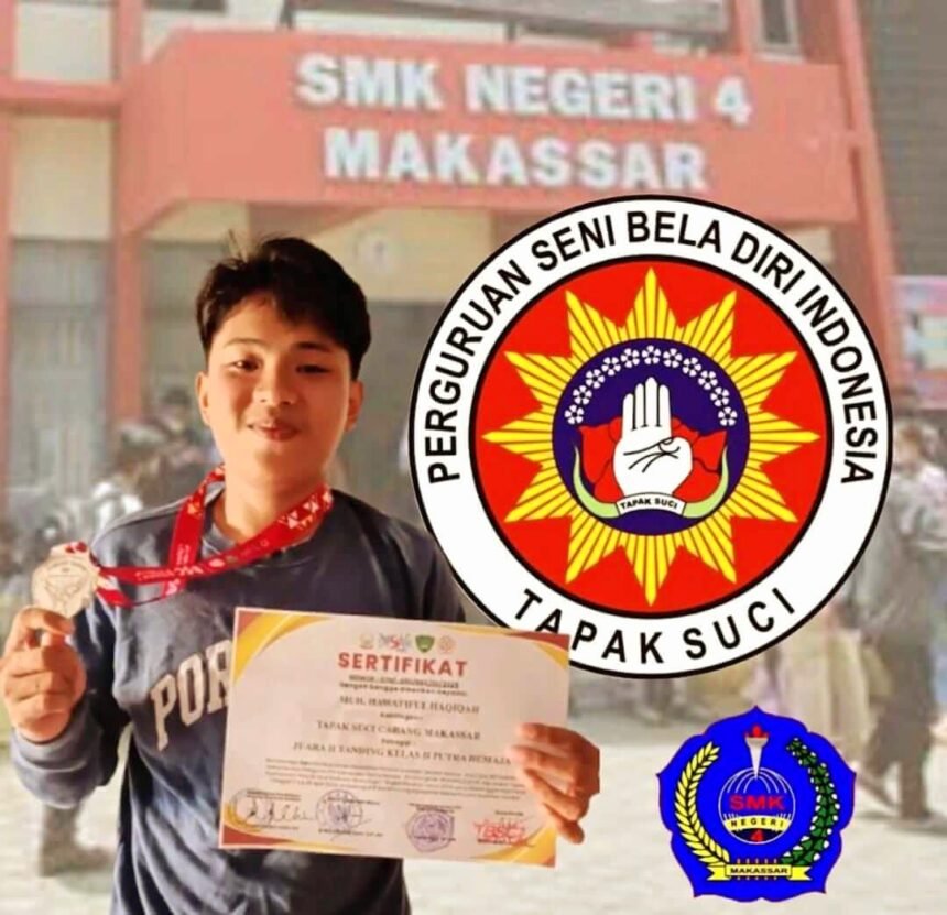Siswa SMKN 4 Makassar raih juara II di kejuaraan pencak silat Baddare Situru Cup I tingkat Provinsi Sulawesi Selatan, (20/4/2025).