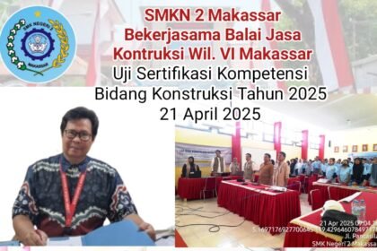 125 Siswa SMKN 2 Makassar mengikuti uji sertifikasi kompetensi konstruksi, (21/4/2025).