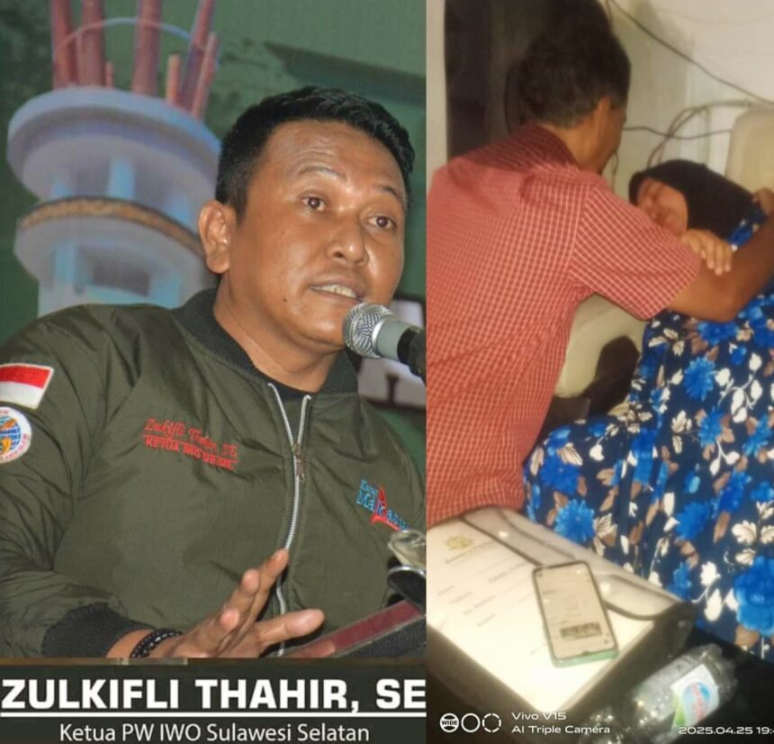 Keterangan Foto: Ketua IWO Sulsel Zulkifli Thahir menegaskan pentingnya keterbukaan media dalam mediasi kasus Lapas Makassar (kiri). Saliah pingsan akibat tekanan psikologis usai mediasi tanpa hasil di Makassar, 25 April 2025 (kanan).