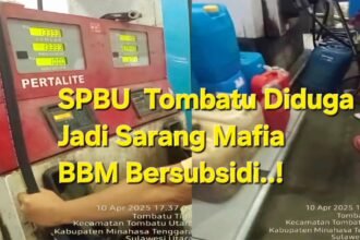 Ilustrasi kolase dugaan praktik penyalahgunaan Bahan Bakar Minyak (BBM) bersubsidi di Kabupaten Minahasa Tenggara, Kamis (10/4/2025). (tim-bm/ho/mp)