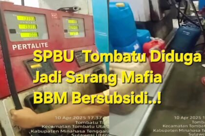 Ilustrasi kolase dugaan praktik penyalahgunaan Bahan Bakar Minyak (BBM) bersubsidi di Kabupaten Minahasa Tenggara, Kamis (10/4/2025). (tim-bm/ho/mp)