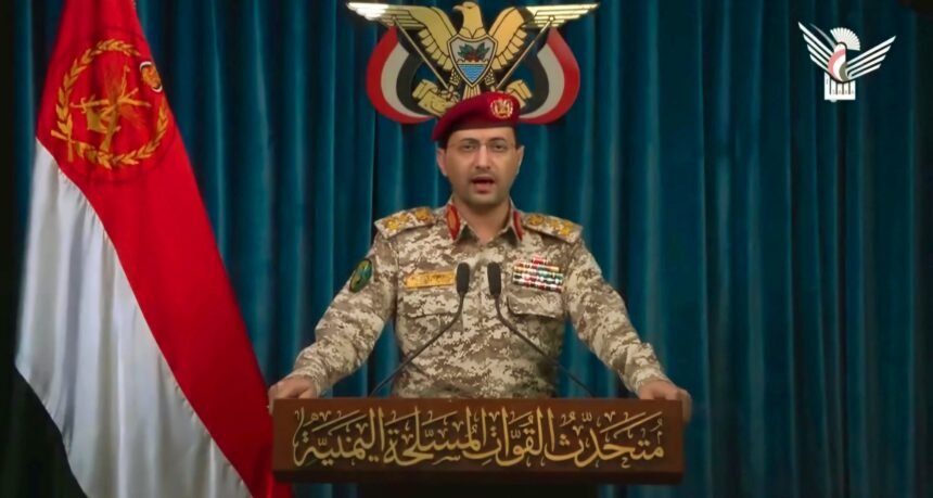 Juru bicara Angkatan Bersenjata Yaman, Yahya Sare'e  dalam siaran pernyataan saluran media resminya mengklaim luncurkan serangan Drone ke-2 ke target militer Israel, (11/4/2025). (sumber: sabatnet/ho)