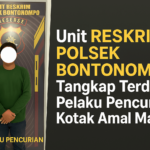 Pelaku pencuri kotak amal masjid telah diamankan di Mapolsek Bontonompo guna menjalani proses hukum lebih lanjut, (3/4/2025). (Foto: Reskrim Polsek Bontonompo-Gowa)