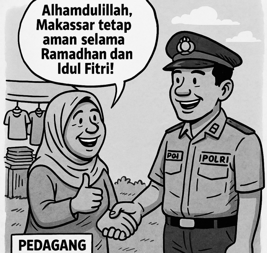 Ilustrasi suasana aman dan damai yang tercipta di Kota Makassar, warga apresiasi dan puji aparat keamanan kota. (mediapesancom)