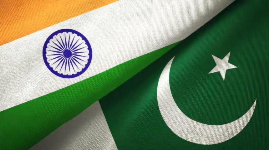Ilustrasi bendera India dan Pakistan.