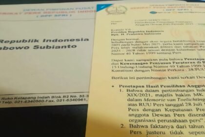 SPRI surati Presiden Republik Indonesia Prabowo Subianto terkait pemilihan Anggota Dewan Pers Periode 2025 – 2028. (Ist.)