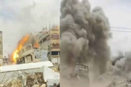 Serangan udara Israel hantam kompleks permukiman di Gaza Utara, ledakan besar terjadi, (16/5/2025). (yousef hamada/ho/mp)